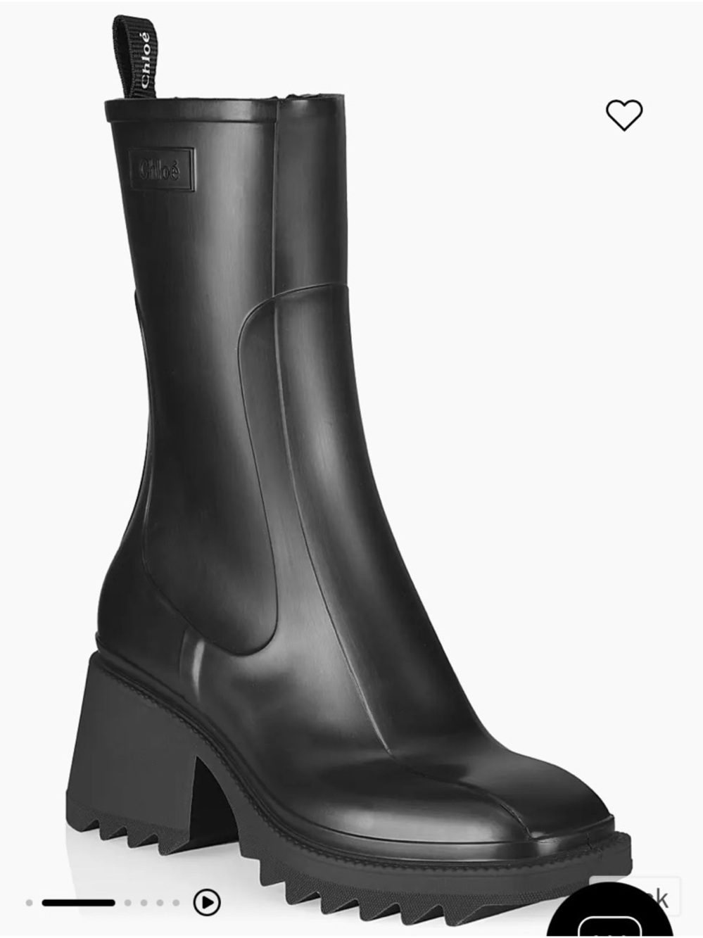 Chloé Black Square-Toe Rubber Ankle Boots